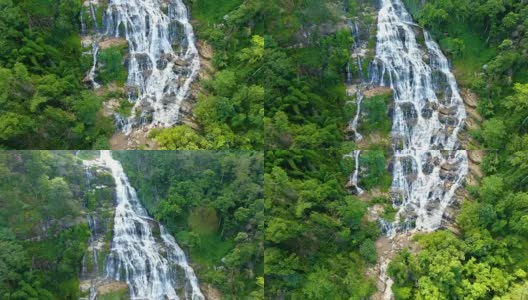 梅雅瀑布鸟瞰图，泰国高清在线视频素材下载