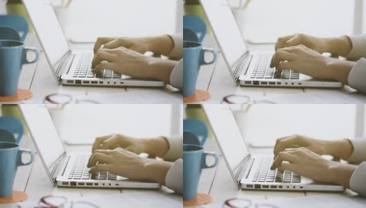 在笔记本电脑上打字的女人高清在线视频素材下载