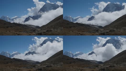 在喜马拉雅山脉的背景下移动的云高清在线视频素材下载