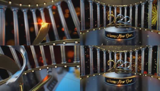 2022新年快乐优雅揭幕器4k高清在线视频素材下载