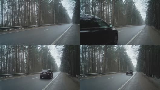 森林里路上的汽车高清在线视频素材下载