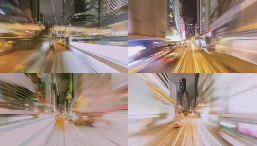 延时/4k/夜间市中心交通/中国香港高清在线视频素材下载