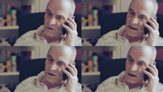 悲伤的老男人在和某人通电话高清在线视频素材下载