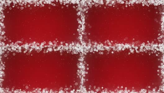圣诞贺卡框架与雪花在红色的背景。高清在线视频素材下载
