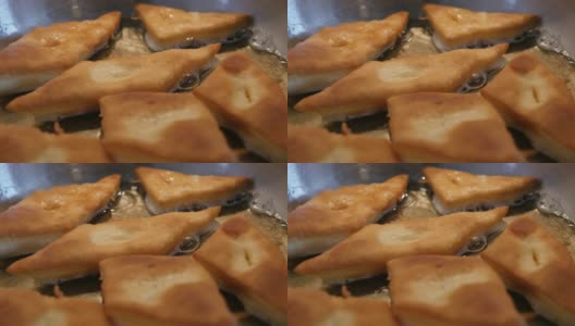 3840X2160 - Dough made Pirozhki arranged in frying pan特写4K 2160p 30fps超高清视频高清在线视频素材下载