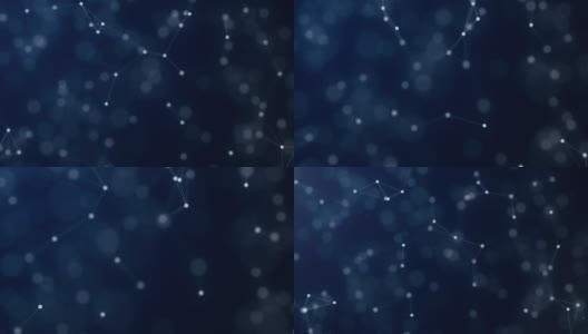雪白抽象技术和caliginous, deep blue background with plexus elements and depth of field settings。3 d渲染。行动。动画。4 k。高清在线视频素材下载