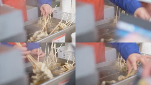 韩国名菜炒鱼糕在市场上高清在线视频素材下载