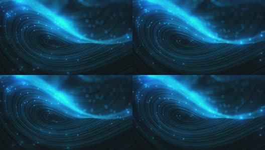 抽象蓝色漩涡线与发光点可循环的背景高清在线视频素材下载