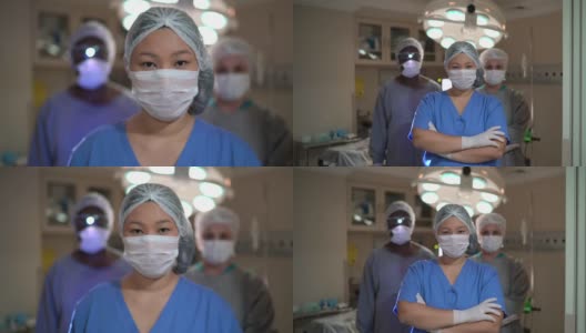 医护人员在医院手术室戴口罩的肖像高清在线视频素材下载