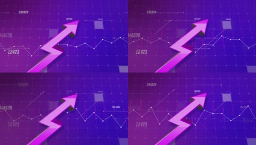 4K 3D箭头向上移动动画。财务图表。高清在线视频素材下载