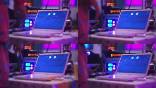 笔记本电脑DJ操作声音混音器。高清在线视频素材下载