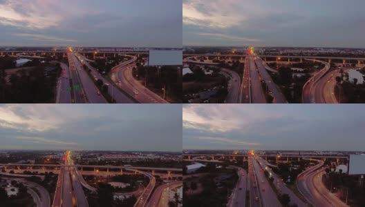 夜间公路交通在曼谷，泰国，鸟瞰图高清在线视频素材下载