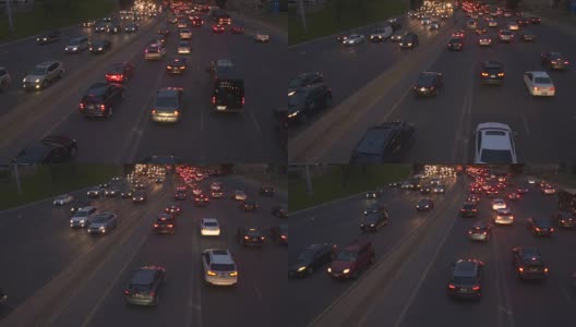 在晚高峰时间，汽车进入繁忙拥挤的高速公路高清在线视频素材下载