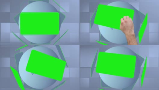绿色屏幕的蒙太奇互动像一个平板电脑高清在线视频素材下载