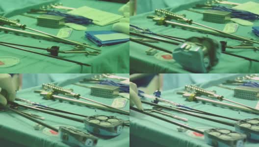 手术台上的手术机器人工具，达芬奇工具高清在线视频素材下载