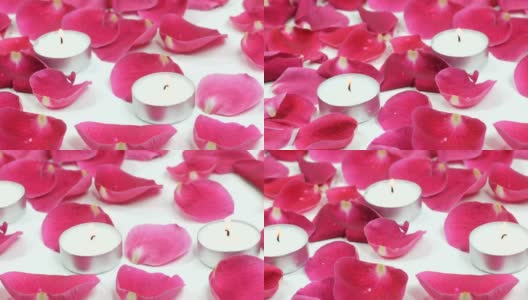 蜡烛和玫瑰花瓣高清在线视频素材下载