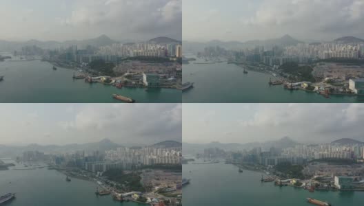 鲤鱼门鸟瞰香港维多利亚港高清在线视频素材下载