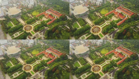阴天武汉著名革命博物馆航拍全景4k倾斜移位中国高清在线视频素材下载