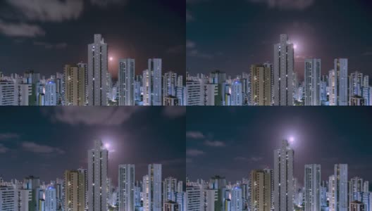 Boa Viagem住宅区的月光高清在线视频素材下载