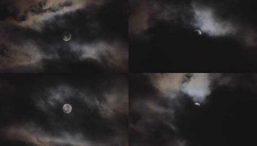 夜晚的满月映衬着乌云高清在线视频素材下载