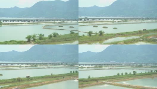 从火车车窗眺望温州的风景高清在线视频素材下载
