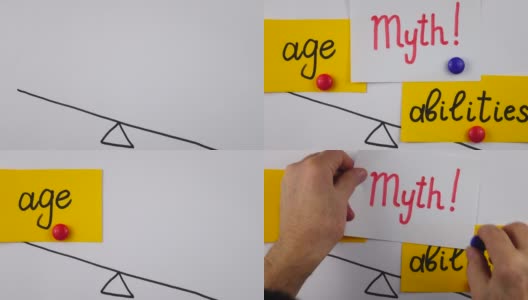 写着“年龄”和“能力”的纸在白板上高清在线视频素材下载