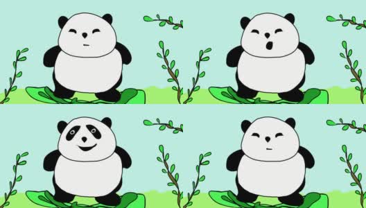 会说话的熊猫，有趣的卡通，动画。视频剪辑。通讯信息循环，现代高清在线视频素材下载