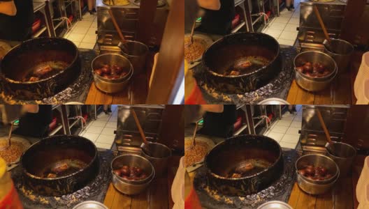红烧五花肉。煮一片东坡炖肉高清在线视频素材下载