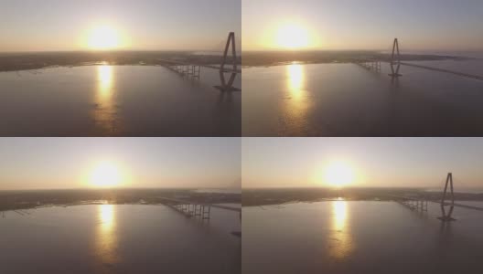 查尔斯顿拉瓦内尔桥在日出时架空高清在线视频素材下载