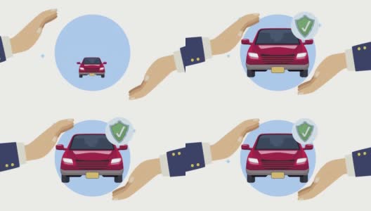 用手保护汽车的保险服务动画高清在线视频素材下载