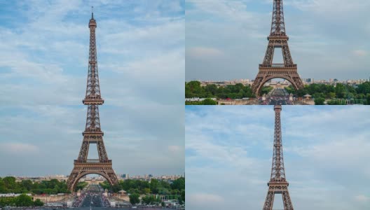 倾斜镜头:巴黎埃菲尔铁塔高清在线视频素材下载