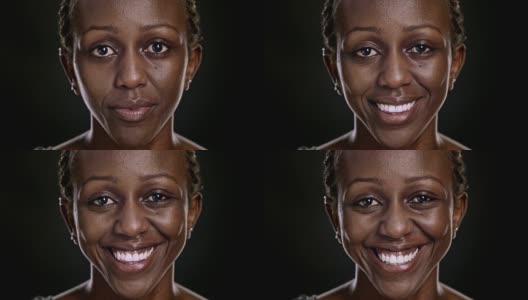 一个微笑的非裔美国妇女的肖像高清在线视频素材下载