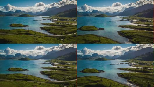 航拍:挪威罗浮敦群岛景观，斯堪的纳维亚半岛高清在线视频素材下载