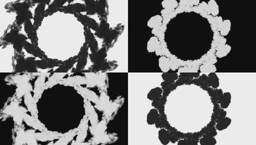 在哑光的白色背景上，油墨溶于水。计算机仿真的三维渲染。黑色墨水能注入水中。圆形结构3高清在线视频素材下载