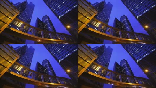 黄昏时分香港现代化的办公大楼高清在线视频素材下载
