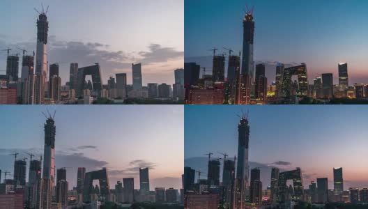 T/L PAN Downtown Beijing, Day to Night Transition / Beijing, China高清在线视频素材下载