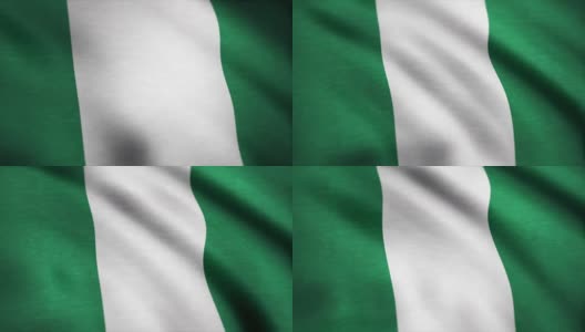 尼日利亚国旗动画。尼日利亚国旗迎风飘扬高清在线视频素材下载