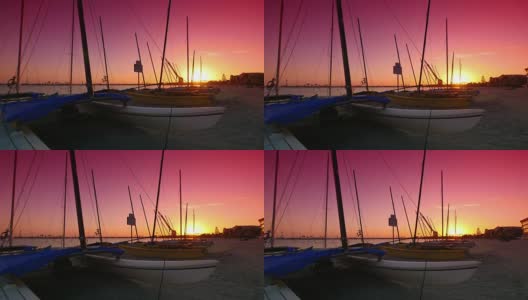 日落时间在加利福尼亚湾海滩在4K高清在线视频素材下载