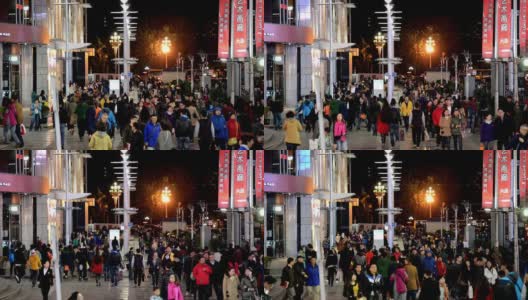 中国北京，2014年11月1日:中国北京王府井步行街繁忙的十字路口高清在线视频素材下载
