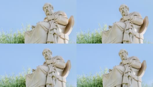 古希腊哲学家柏拉图的大理石雕像，时间流逝高清在线视频素材下载
