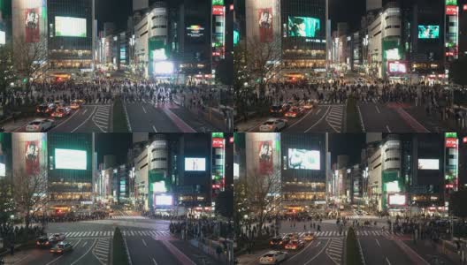东京，日本，时间推移-涉谷夜从天空树塔中拍摄高清在线视频素材下载