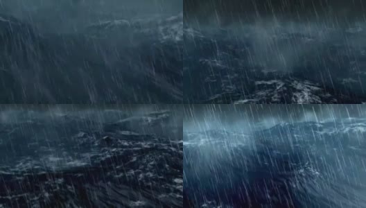 现实的暴风雨海洋与闪电高清在线视频素材下载