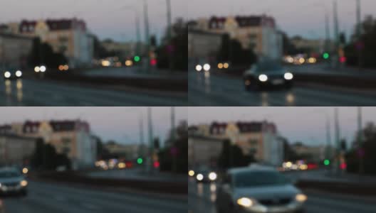夜景城市交通，电影纹路高清在线视频素材下载