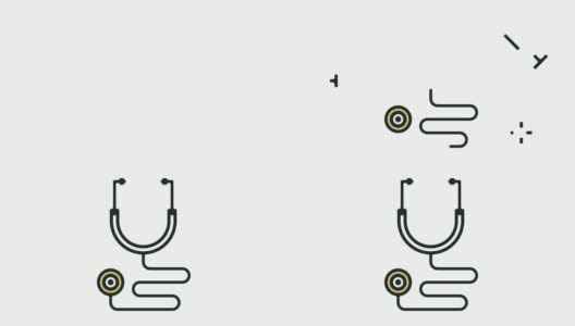 医生听诊器直线图标动画与阿尔法高清在线视频素材下载