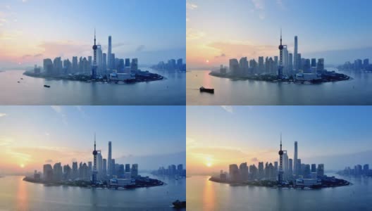 4K:上海天际线在日出时间流逝，中国高清在线视频素材下载