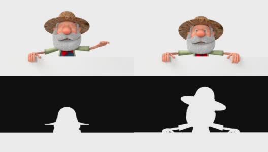 3D插图滑稽的农民与海报高清在线视频素材下载