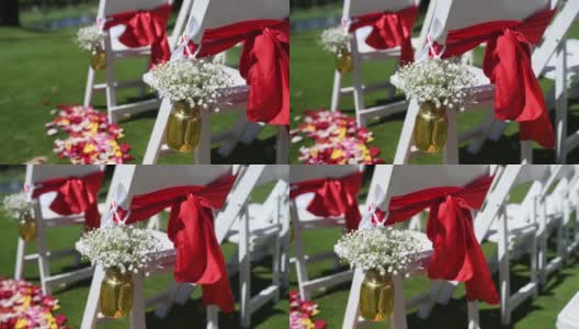 婚礼，高尔夫球场上的婚礼装饰高清在线视频素材下载