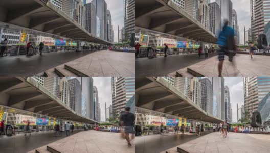 时光流逝:拥挤的人群在香港市中心的金融区高清在线视频素材下载
