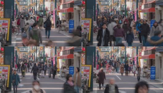Time-lapse: Pedestrians Tourist crowded at Togoshi-giza Shopping street Shinagawa in Tokyo Japan高清在线视频素材下载