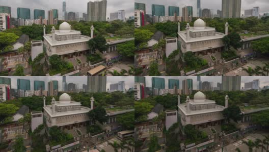 位于中国香港尖沙咀购物街的九龙Masjid和伊斯兰中心高清在线视频素材下载